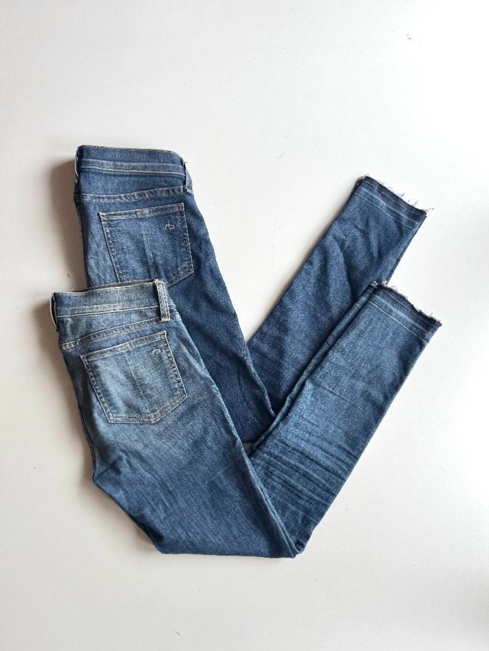 Lot of 2 RAG & BONE Capri Medium Low Rise Stretch Skinny Let-Out Jeans, Size 27